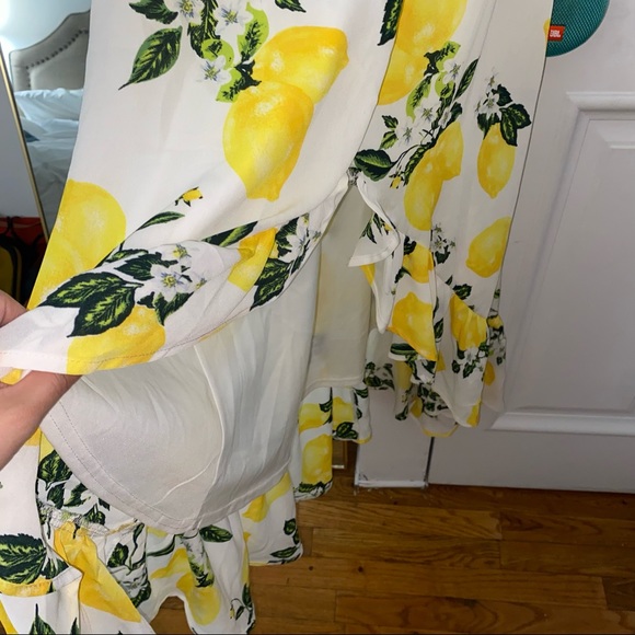Lulus Afternoon Air Yellow Lemon Print High-Low Midi Dress - Picture 7 of 9